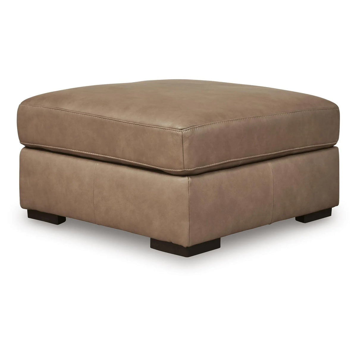 Vyas Oversized Square Ottoman, Sahara Brown Top Grain Leather, 37x37