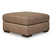 Vyas Oversized Square Ottoman, Sahara Brown Top Grain Leather, 37x37