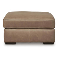 Vyas Oversized Square Ottoman, Sahara Brown Top Grain Leather, 37x37