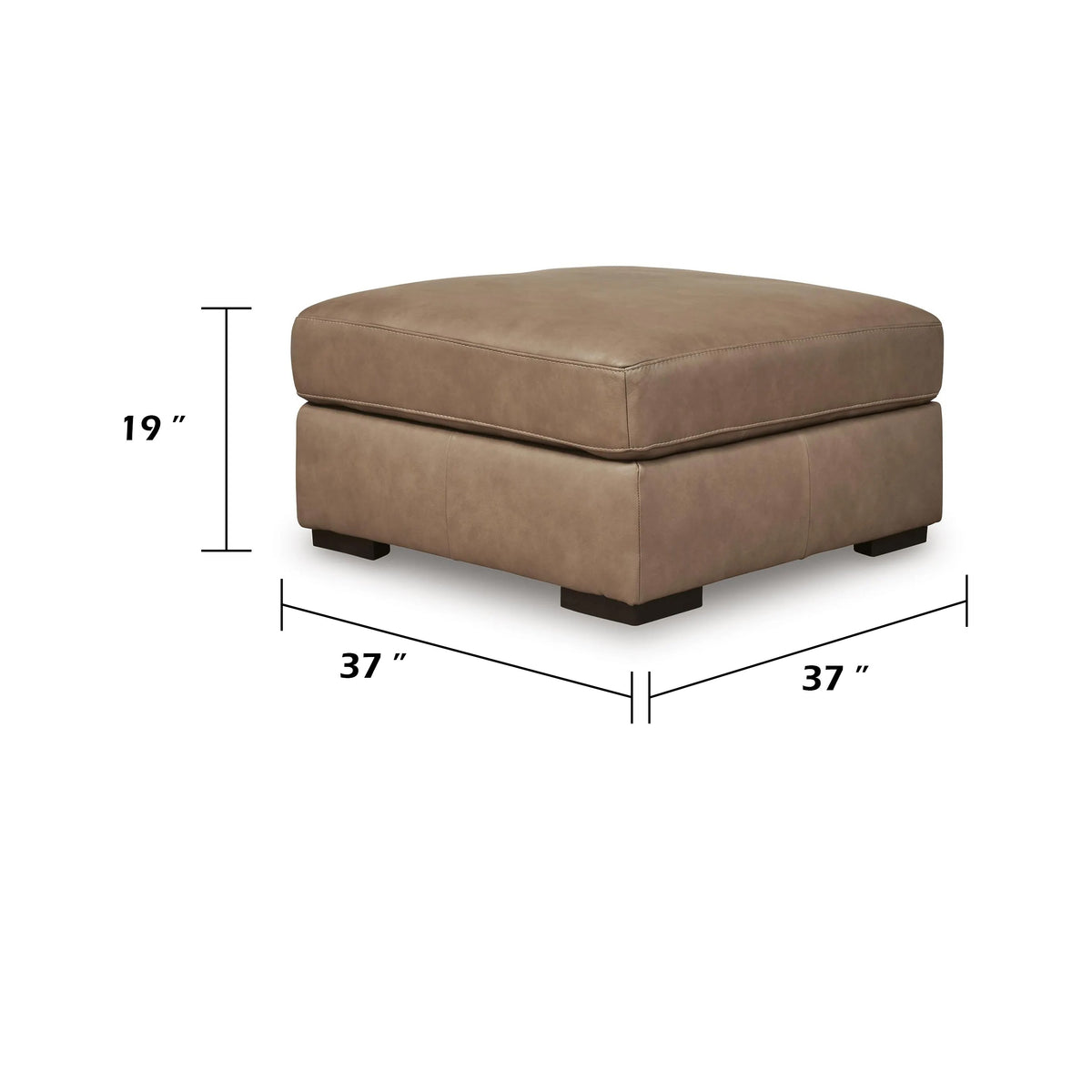 Vyas Oversized Square Ottoman, Sahara Brown Top Grain Leather, 37x37