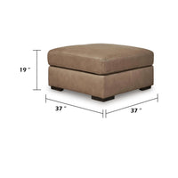 Vyas Oversized Square Ottoman, Sahara Brown Top Grain Leather, 37x37