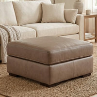 Vyas Oversized Square Ottoman, Sahara Brown Top Grain Leather, 37x37