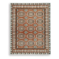 Nyas 8 x 10 Large Area Rug, Aztec Inspired Patterns, Sienna and Ivory