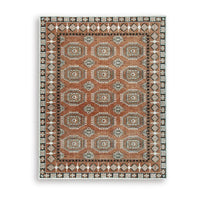 Nyas 8 x 10 Large Area Rug, Aztec Inspired Patterns, Sienna and Ivory