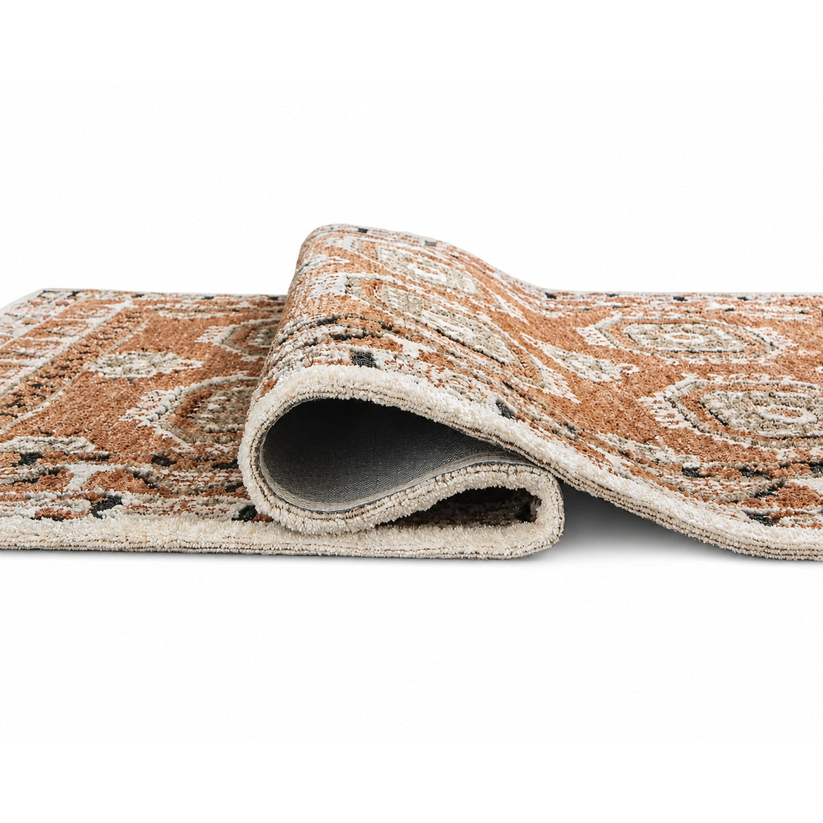 Nyas 8 x 10 Large Area Rug, Aztec Inspired Patterns, Sienna and Ivory