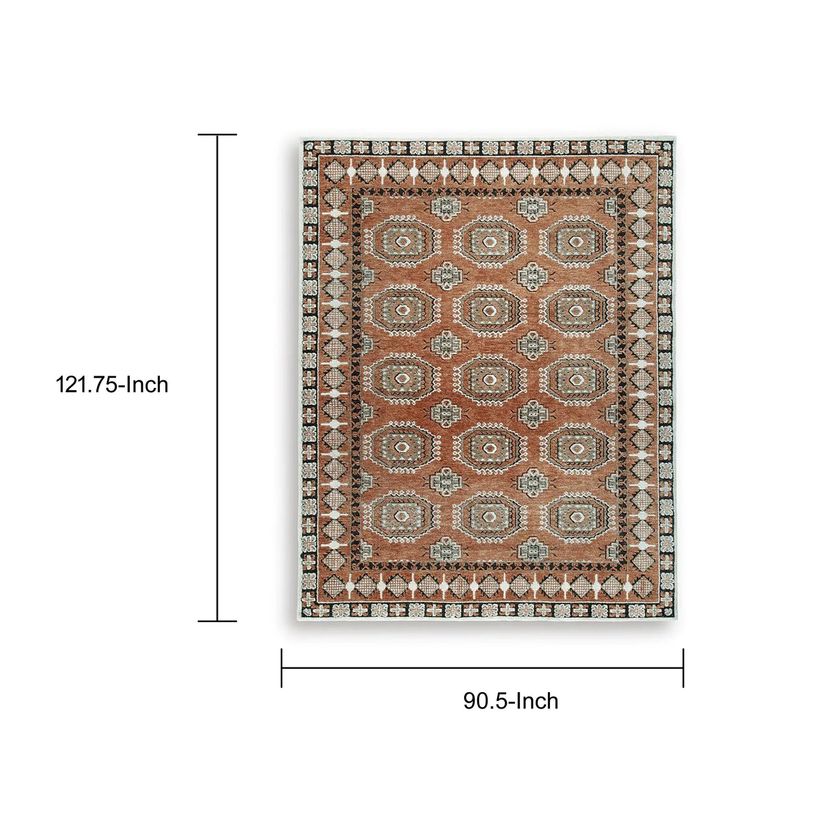 Nyas 8 x 10 Large Area Rug, Aztec Inspired Patterns, Sienna and Ivory