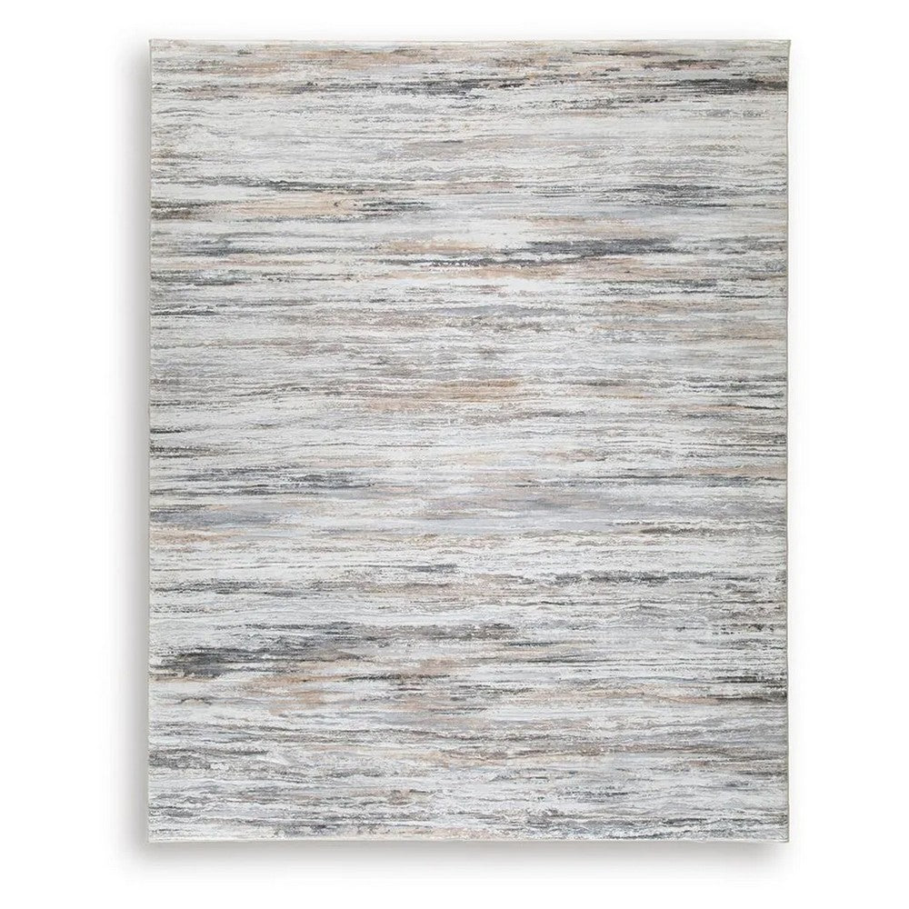 Myas 8 x 10 Large Area Rug, Memory Foam Pad, Abstract Gray Brown Faux Fur - BM354708