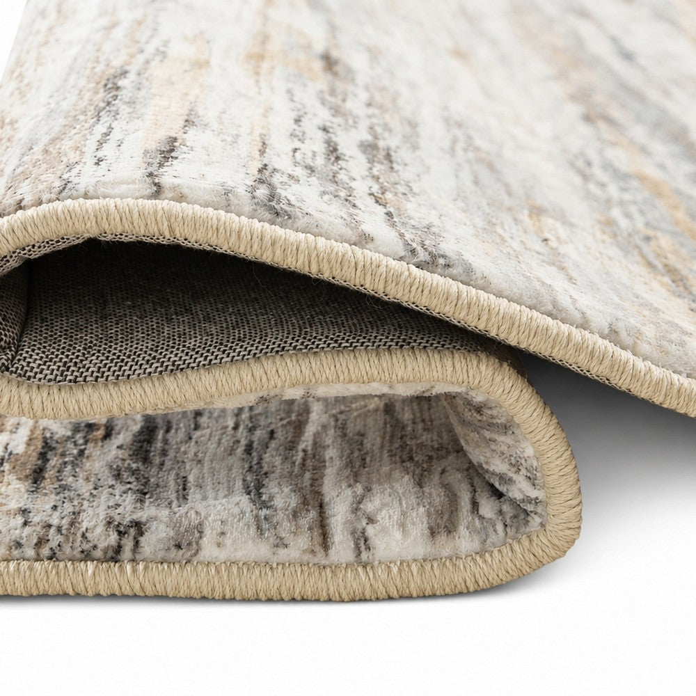 Myas 8 x 10 Large Area Rug, Memory Foam Pad, Abstract Gray Brown Faux Fur - BM354708