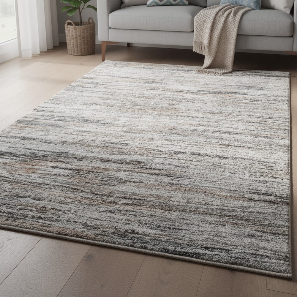 Myas 8 x 10 Large Area Rug, Memory Foam Pad, Abstract Gray Brown Faux Fur - BM354708
