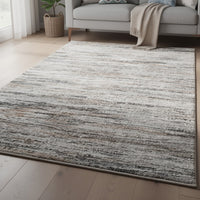 Myas 8 x 10 Large Area Rug, Memory Foam Pad, Abstract Gray Brown Faux Fur - BM354708