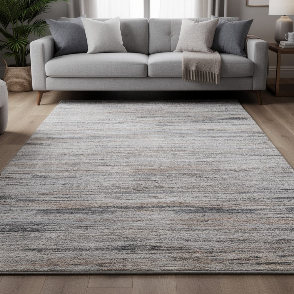 Myas 8 x 10 Large Area Rug, Memory Foam Pad, Abstract Gray Brown Faux Fur - BM354708