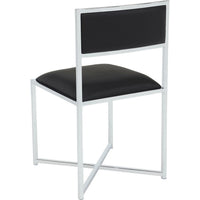 Eun Dining Side Chair, X-Cross Base, Chrome Frame, Black Faux Leather-BM354725