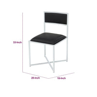 Eun Dining Side Chair, X-Cross Base, Chrome Frame, Black Faux Leather-BM354725