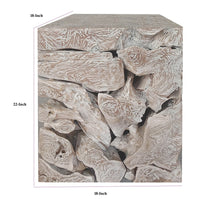 Bruce Square Sliced End Table in Bleached Finish, Solid Teak Wood 22 Inch-BM354754