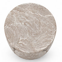 Bruce Round Sliced End Table in Bleached Finish, Solid Teak Wood 22 Inch-BM354755