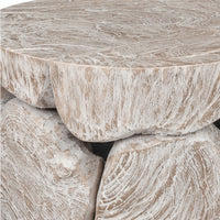 Bruce Round Sliced End Table in Bleached Finish, Solid Teak Wood 22 Inch-BM354755