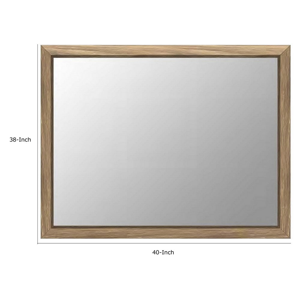 Bruce Coastal Modern Wall-Dresser Mirror with Glass, Bisque Rubberwood 38x40 - BM354761