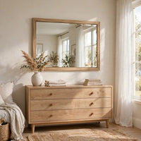 Bruce Coastal Modern Wall-Dresser Mirror with Glass, Bisque Rubberwood 38x40 - BM354761