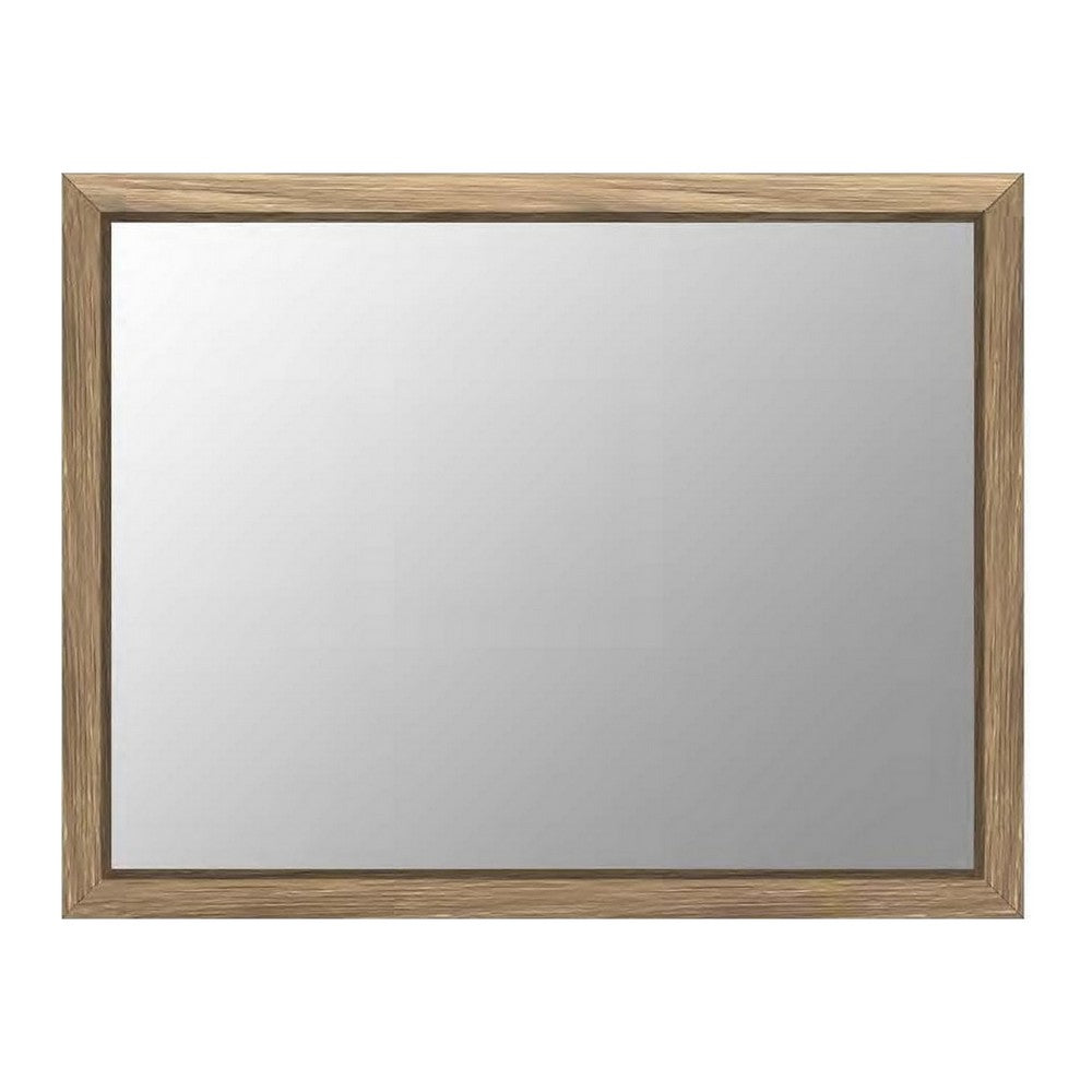 Bruce Coastal Modern Wall-Dresser Mirror with Glass, Bisque Rubberwood 38x40 - BM354761