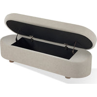Kaven Upholstered Storage Bench with Wooden Feet, Beige Honey Fabric 55 Inch-BM354772