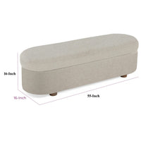 Kaven Upholstered Storage Bench with Wooden Feet, Beige Honey Fabric 55 Inch-BM354772