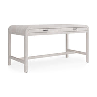 Danny Writing Desk, 2 Drawers, Waterfall Edges, White Solid Wood 60 Inch-BM354785