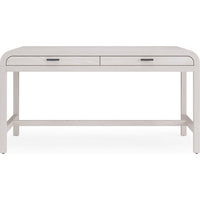 Danny Writing Desk, 2 Drawers, Waterfall Edges, White Solid Wood 60 Inch-BM354785