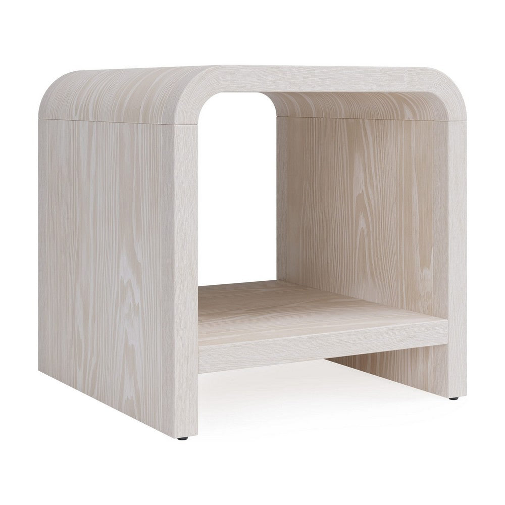Danny Side-End Table with Shelf, Waterfall Design, Sugar Wood 24 Inch-BM354788
