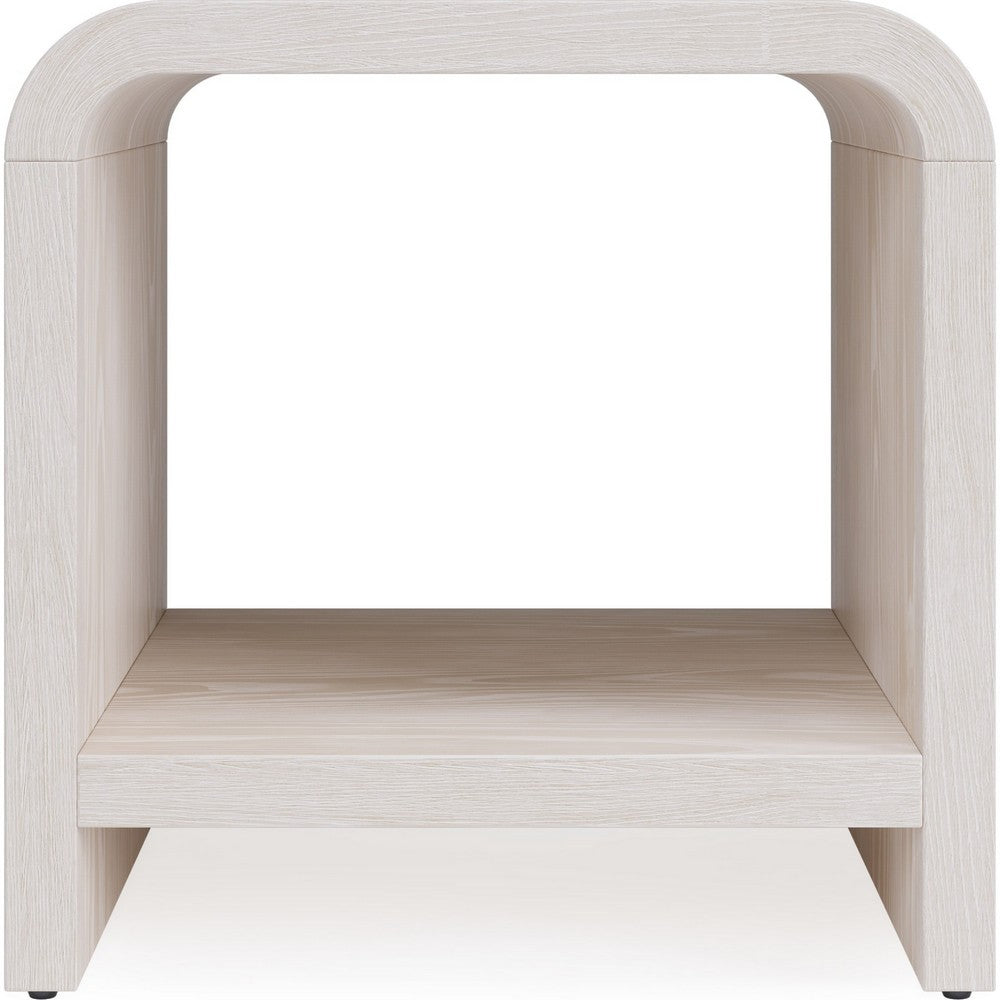 Danny Side-End Table with Shelf, Waterfall Design, Sugar Wood 24 Inch-BM354788