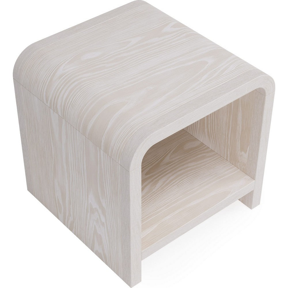 Danny Side-End Table with Shelf, Waterfall Design, Sugar Wood 24 Inch-BM354788