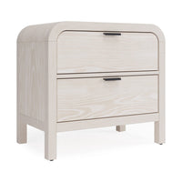 Danny Nightstand with 2 Drawers and USB Ports, Off-White Meranti Wood-BM354790