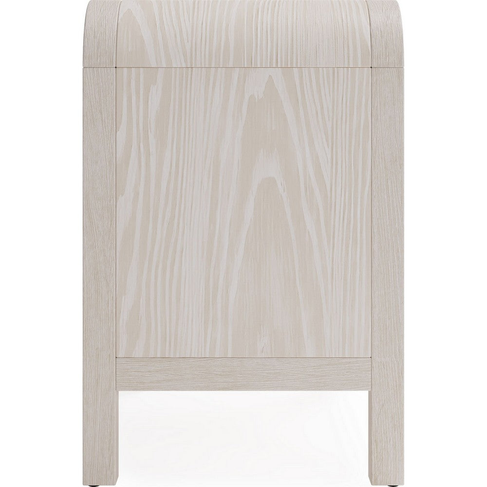 Danny Nightstand with 2 Drawers and USB Ports, Off-White Meranti Wood-BM354790