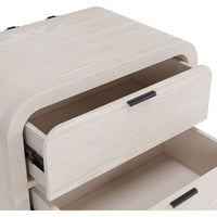 Danny Nightstand with 2 Drawers and USB Ports, Off-White Meranti Wood-BM354790