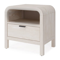 Danny Nightstand, 1 Drawer and Shelf, USB Ports, White Meranti Wood-BM354791