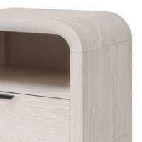 Danny Nightstand, 1 Drawer and Shelf, USB Ports, White Meranti Wood-BM354791
