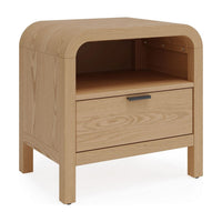 Danny Nightstand, 1 Drawer and Shelf, USB Ports, Timber Meranti Wood-BM354797