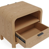 Danny Nightstand, 1 Drawer and Shelf, USB Ports, Timber Meranti Wood-BM354797