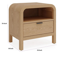 Danny Nightstand, 1 Drawer and Shelf, USB Ports, Timber Meranti Wood-BM354797