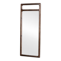 Sally Floor Mirror with Beveled Glass, Rounded Edge, Brown Acacia Wood 28x66-BM354829