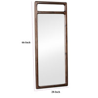 Sally Floor Mirror with Beveled Glass, Rounded Edge, Brown Acacia Wood 28x66-BM354829