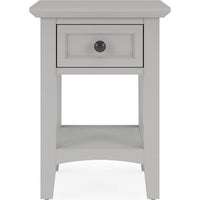 Gemma Square Drink Side Table, Drawer and Shelf, Gray Mahogany Wood 22 Inch-BM354835
