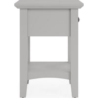 Gemma Square Drink Side Table, Drawer and Shelf, Gray Mahogany Wood 22 Inch-BM354835