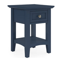 Gemma Square Drink Table, Drawer and Lower Shelf, Blue Mahogany Wood 22 Inch-BM354845