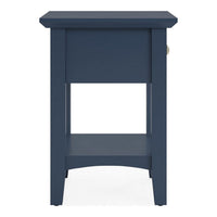 Gemma Square Drink Table, Drawer and Lower Shelf, Blue Mahogany Wood 22 Inch-BM354845