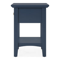 Gemma Square Drink Table, Drawer and Lower Shelf, Blue Mahogany Wood 22 Inch-BM354845