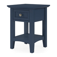 Gemma Square Drink Table, Drawer and Lower Shelf, Blue Mahogany Wood 22 Inch-BM354845