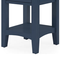 Gemma Square Drink Table, Drawer and Lower Shelf, Blue Mahogany Wood 22 Inch-BM354845