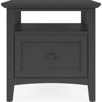 Gemma Square End Table with Drawer and Open Shelf, Black Mahogany Wood 24 Inch-BM354860