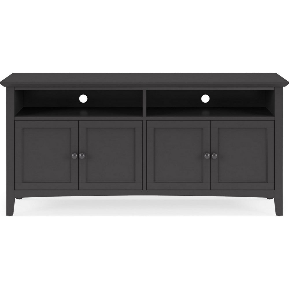 Gemma TV Stand Entertainment Console with 4 Doors, Black Wood 64 Inch-BM354863