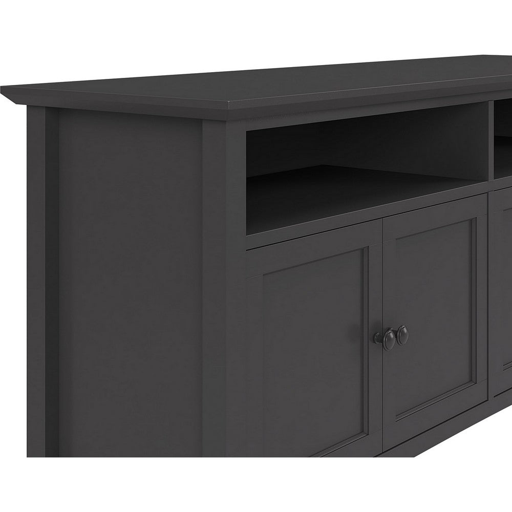 Gemma TV Stand Entertainment Console with 4 Doors, Black Wood 64 Inch-BM354863